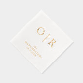Monogram Eerste Initialen Trouwen Gold Foil servet (Rechts)