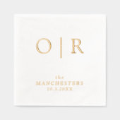 Monogram Eerste Initialen Trouwen Gold Foil servet (Voorkant)