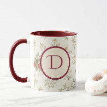 Monogram Eerste Letter Boho Willow & Aardbeien Cad