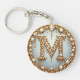 Monogram Eerste Letter M Cadeau Voor Vriendin Sleutelhanger