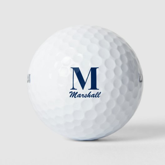Monogram Eerste Letter Marineblauw Vaderdag Golf Golfballen (Voorkant)