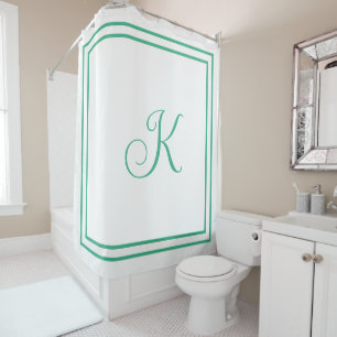 Monogram Eerste Letter Mint Groen Wit Aangepast Sc Douchegordijn