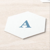 Monogram Eerste Letter Naam Stof Blauw Wit Eenvoud Kartonnen Onderzetters (Schuin)