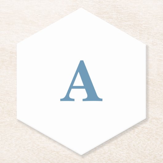 Monogram Eerste Letter Naam Stof Blauw Wit Eenvoud Kartonnen Onderzetters (Voorkant)