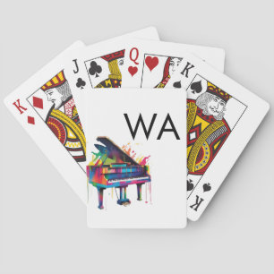 Monogram eerste letter naam tekst piano muziek pokerkaarten