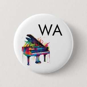 Monogram eerste letter naam tekst piano muziek ronde button 5,7 cm