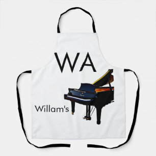 Monogram eerste letter naam tekst piano muziek  schort