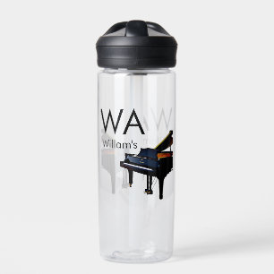 Monogram eerste letter naam tekst piano muziek waterfles