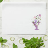 Monogram Eerste Letter Plus Bloemendesign Theedoek (Gevouwen)