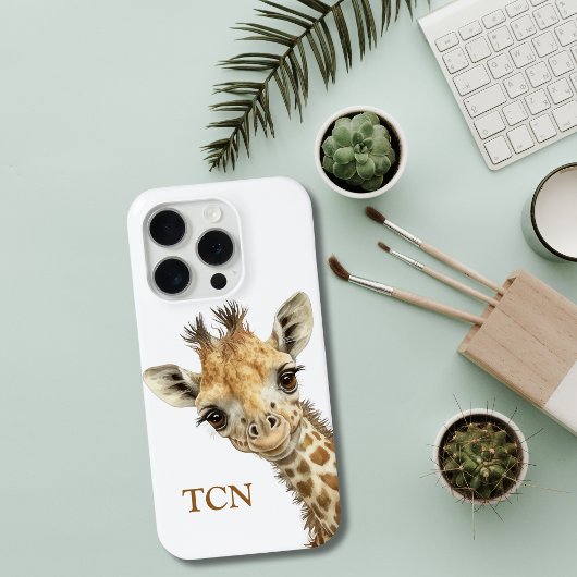 Monogram Eerste Letters Giraffe Schattig Aardig Wa Case-Mate iPhone Case