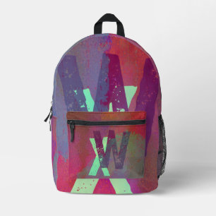 Monogram Eerste Letters Grunge Funky Paars Groen K Bedrukte Rugzak
