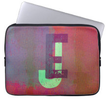 Monogram Eerste Letters Grunge Funky Paars Groen K