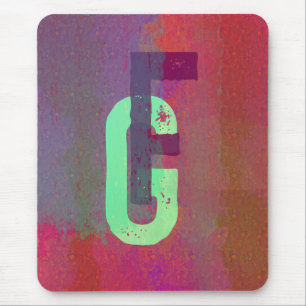 Monogram Eerste Letters Grunge Funky Paars Groen K Muismat