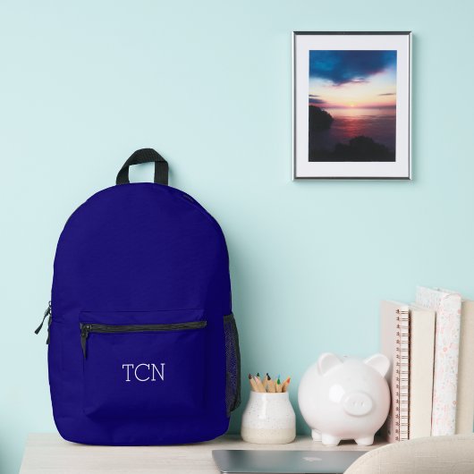 Monogram Eerste Letters Marineblauw Wit Klassiek Bedrukte Rugzak