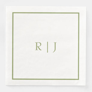 Monogram Eerste Letters Naam Mosgroen Trendy Trouw Servet