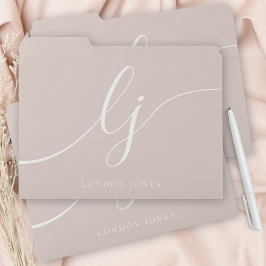 Monogram Eerste Letters Professioneel Minimaal Roz Documentenmap