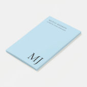 Monogram Effen Blau Trendy Zakelijk Post-it® Notes (Schuin)