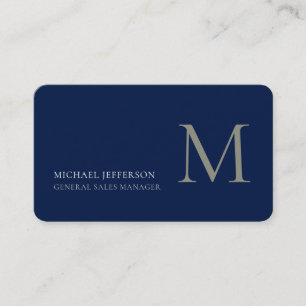 Monogram Effen Donkerblauw Moderne Visitekaartje