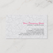 Monogram effen wit & zwart bloemdamast visitekaartje (Achterkant)