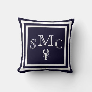 MONOGRAM Effenkleurige donkerblauwe kussen