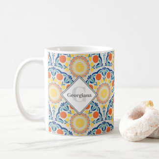 Monogram Egeïsche zomer Sinaasappels en citroenen Koffiemok
