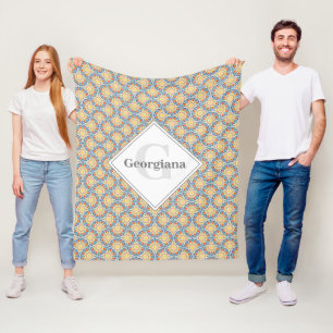 Monogram Egeïsche Zomerse Sinaasappels en Citroene Fleece Deken