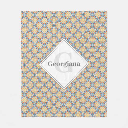 Monogram Egeïsche Zomerse Sinaasappels en Citroene Fleece Deken (Voorkant)