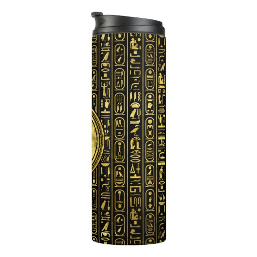 Monogram Egyptische ancient Gold hieroglyphs Thermosbeker (Geroteerd rechts)