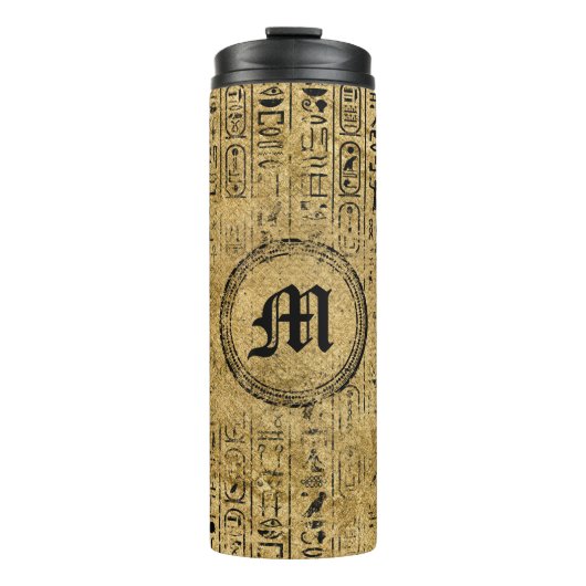 Monogram Egyptische  goudhiërogliefen Thermosbeker (Voorkant)