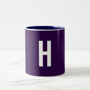 Monogram Eigen Naam Initiaal Minimalistisch Midder Tweekleurige Koffiemok
