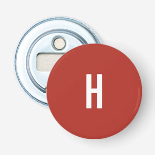 Monogram Eigen Naam Initiaal Minimalistische Bakst Button Flesopener