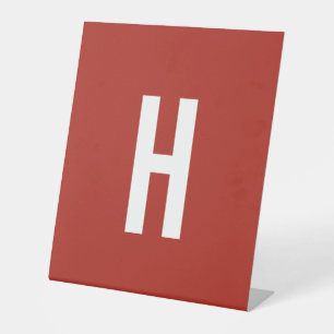 Monogram Eigen Naam Initiaal Minimalistische Bakst Reclamebord Met Voetstuk