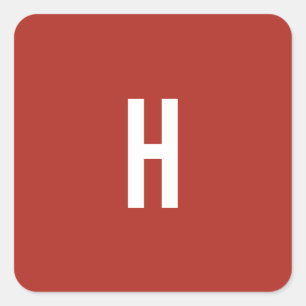 Monogram Eigen Naam Initiaal Minimalistische Bakst Vierkante Sticker