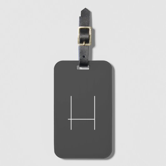 Monogram Eigen naam Initiaal Moderne Minimale Grij Bagagelabel (Voorkant (verticaal))