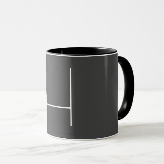 Monogram Eigen naam Initiaal Moderne Minimale Grij Mok (Voorkant rechts)