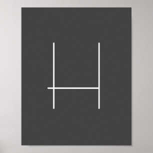 Monogram Eigen naam Initiaal Moderne Minimale Grij Poster