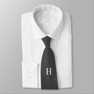 Monogram Eigen naam Initiaal Moderne Minimale Grij Stropdas