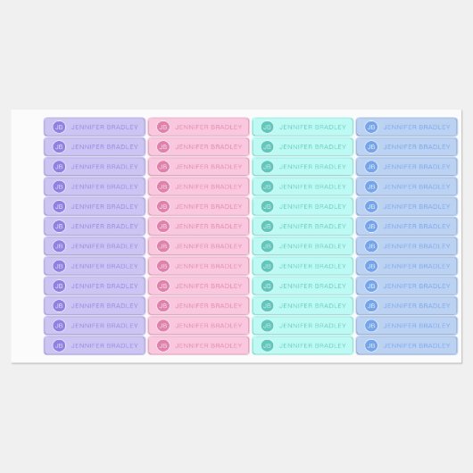 Monogram Eigen naam Kleding Labels Pastel Paars (Vel)