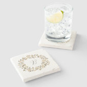 Monogram Eikenkrans Schilderij Aangepaste Herfst S Stenen Onderzetter (Zijkant)