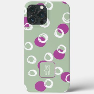 Monogram Elegant Abstract Salie cirkels Patroon iPhone 13 Pro Max Hoesje