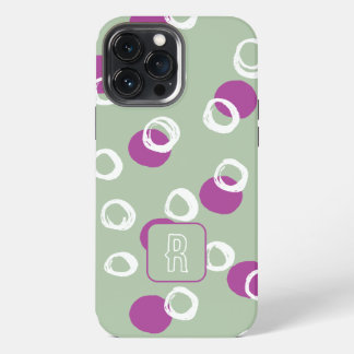 Monogram Elegant Abstract Salie cirkels Patroon iPhone 13 Pro Max Hoesje