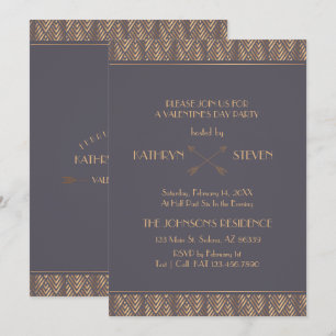 Monogram. Elegant Art Deco Valentine Day Party. Kaart