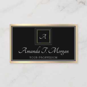 Monogram Elegant Benoeming Gold Black Minimalism Visitekaartje
