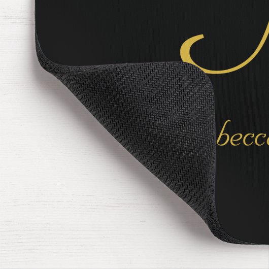 Monogram Elegant Black and Gold Script Muismat (Hoek)