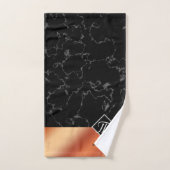 Monogram Elegant Black Marble & Bronze Folie Bad Handdoek (Handdoek)