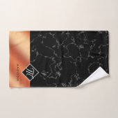 Monogram Elegant Black Marble & Bronze Folie Bad Handdoek (Handdoek)