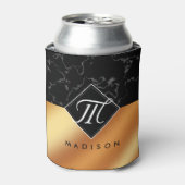 Monogram Elegant Black Marble & Copper Folie Blikjeskoeler (Blikje Voorkant)