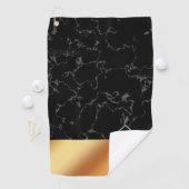 Monogram Elegant Black Marble & Copper Folie Golfhanddoek (Insitu)