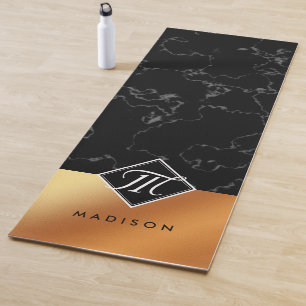 Monogram Elegant Black Marble & Copper Folie Yogamat