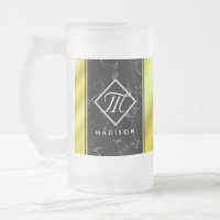 Monogram Elegant Black Marble & Gold/Brass Folie